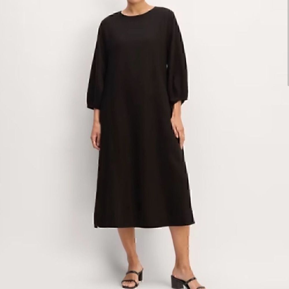 NEW Everlane The Linen A-Line Midi Dress Black Size 0‎